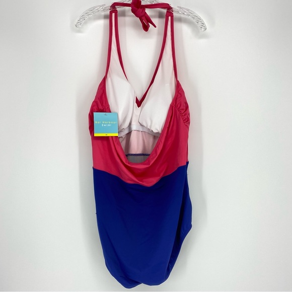 NWT Plus Size Bal Harbour Cherry Blossom 1-Piece Swimsuit Pint & Blue Size 20 - Picture 2 of 4